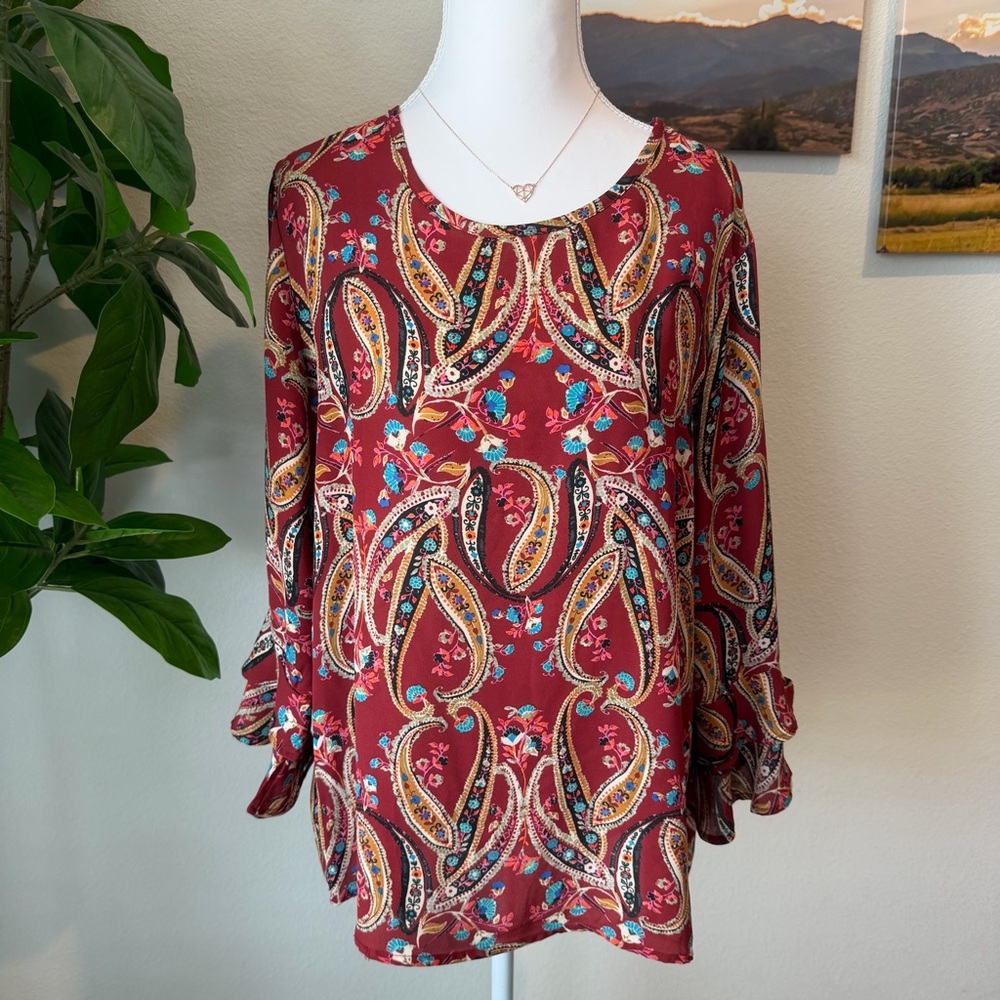 Valerie Stevens Red Paisley Blouse